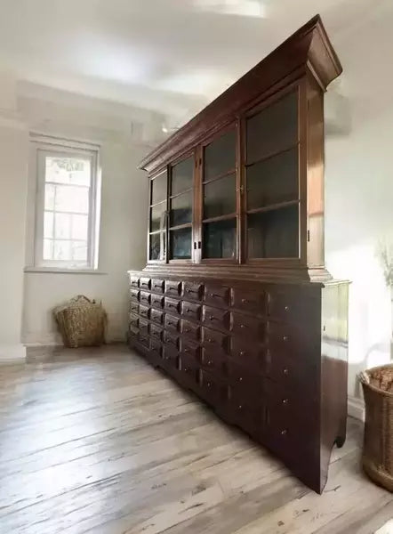 Large late c20th glazed apothecary dresser drawers cabinet bookcase – A rare vintage treasure
