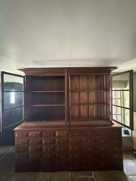 Large late c20th glazed apothecary dresser drawers cabinet bookcase – A rare vintage treasure