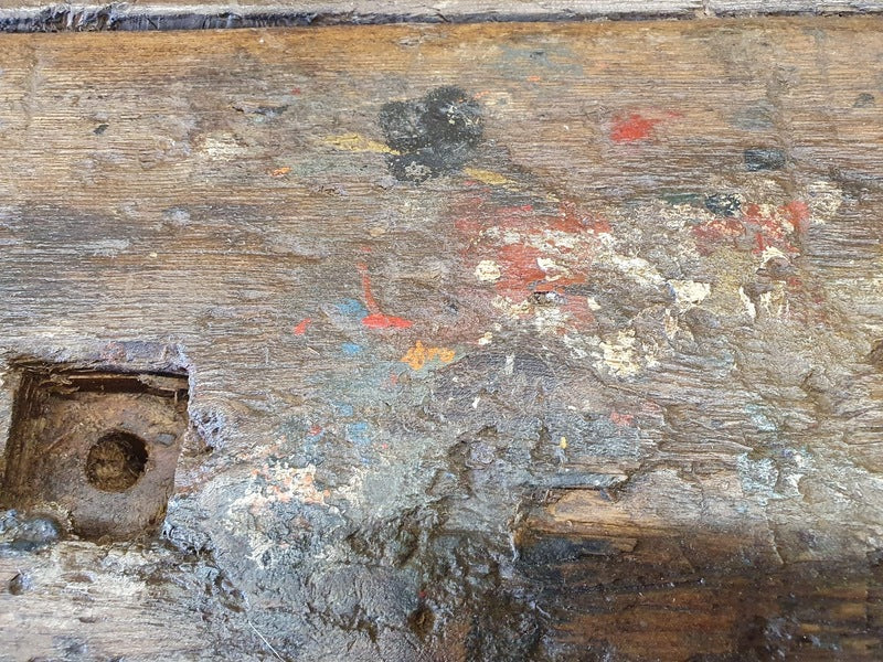 Large painted workbench – A rare vintage treasure